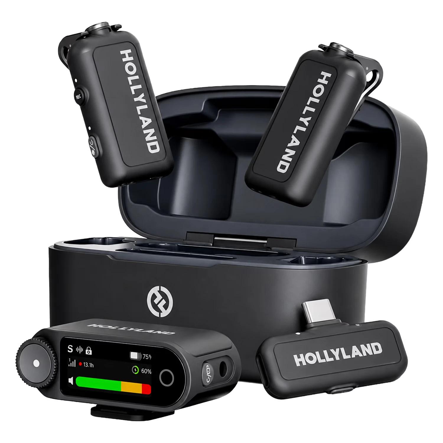 Micrófono Lapela Hollyland Lark Max 2 Combo USB-C Sem Fio para Smartphone - Negro